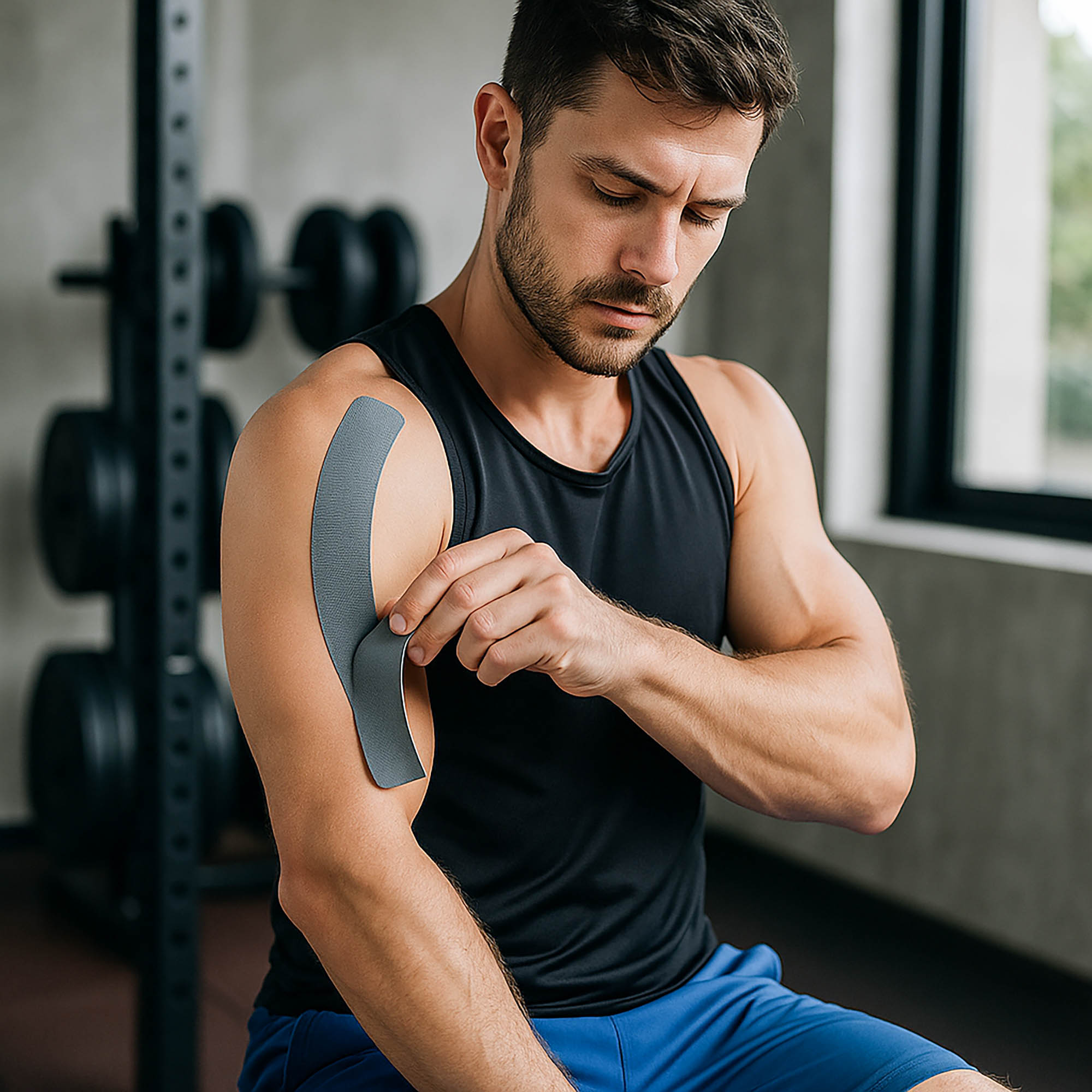 Šedý Kineziologický tejp 5mx5cm Voděodolný Elastický na bolest svalů - Obrázek 6